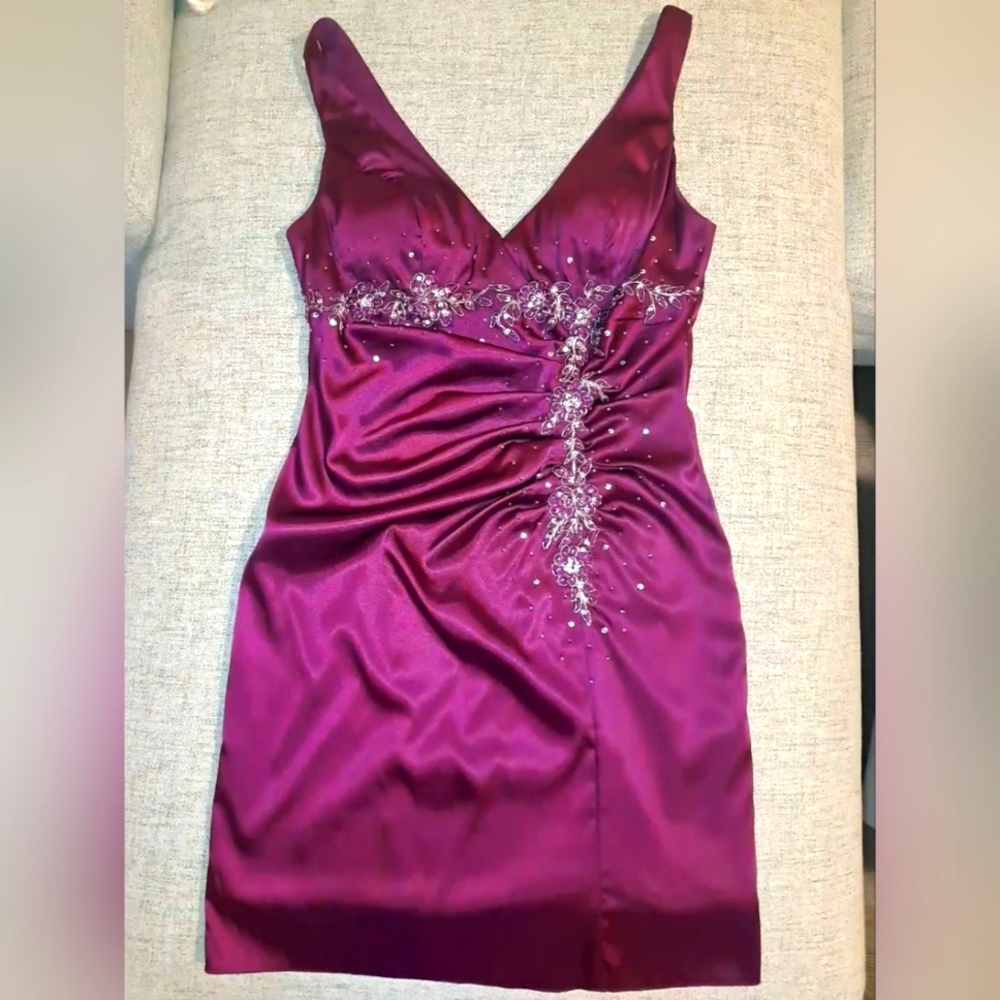 Embroidered plum Mini dress 👗